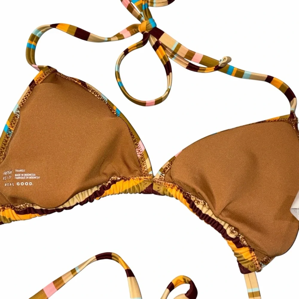 Aerie Brown Stripe Bikini Set size XS & Small